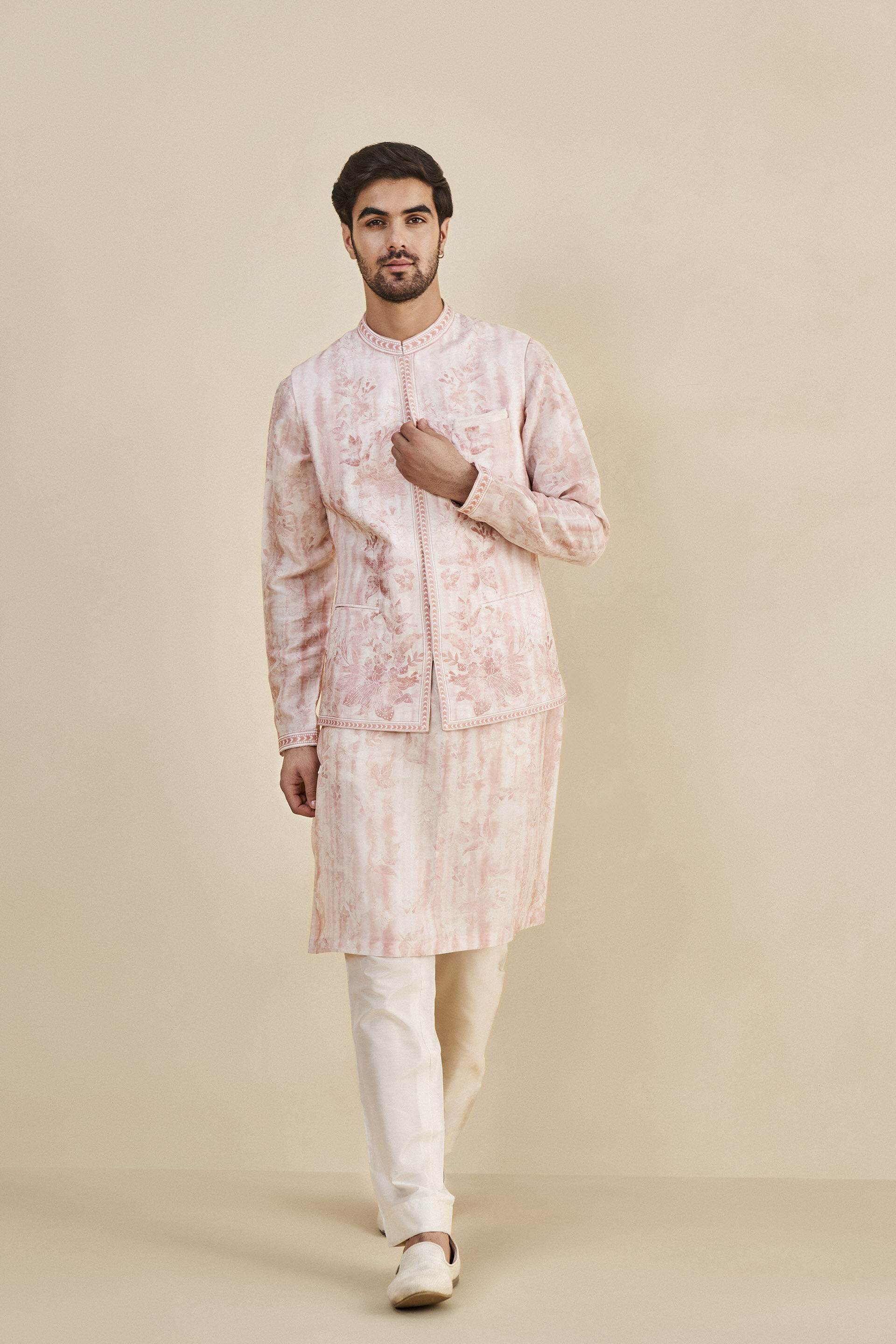 Buy Favian Nehru Jacket Salmon Online for Wedding from Anita Dongre