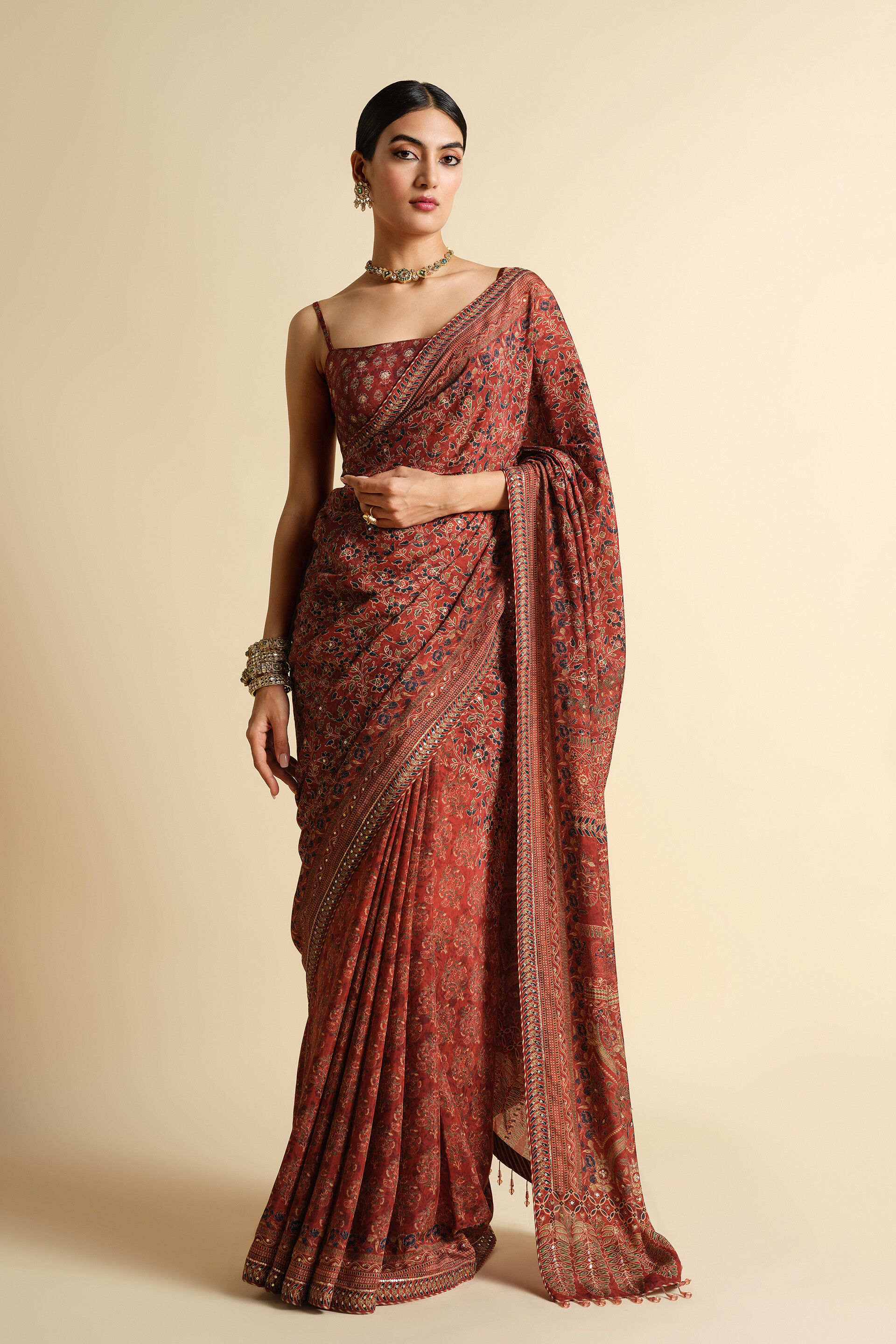 Apramiti Sequin Saree - Red