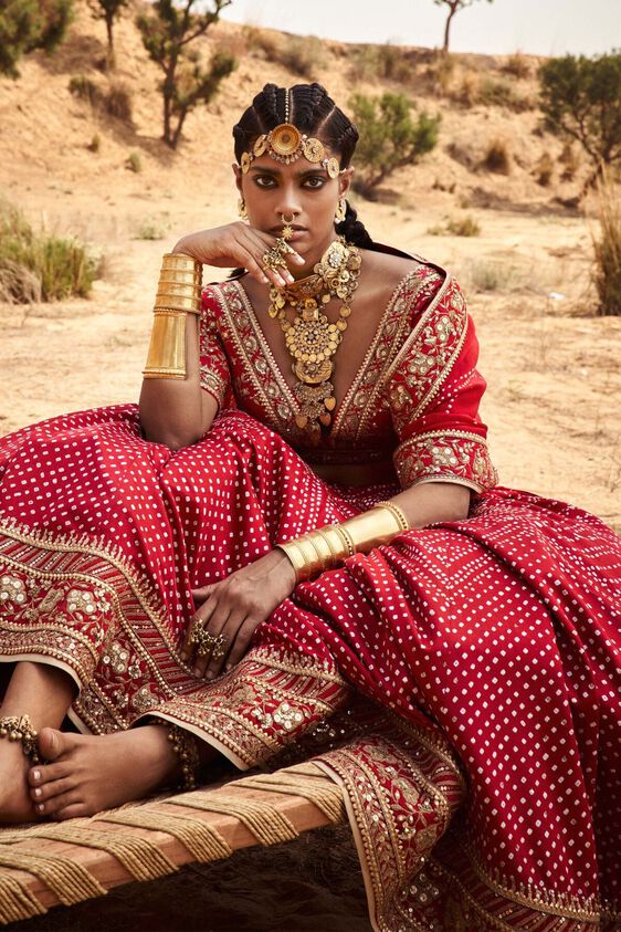 2 - Bhuvi Bandhani Lehenga Set – Red, image 2