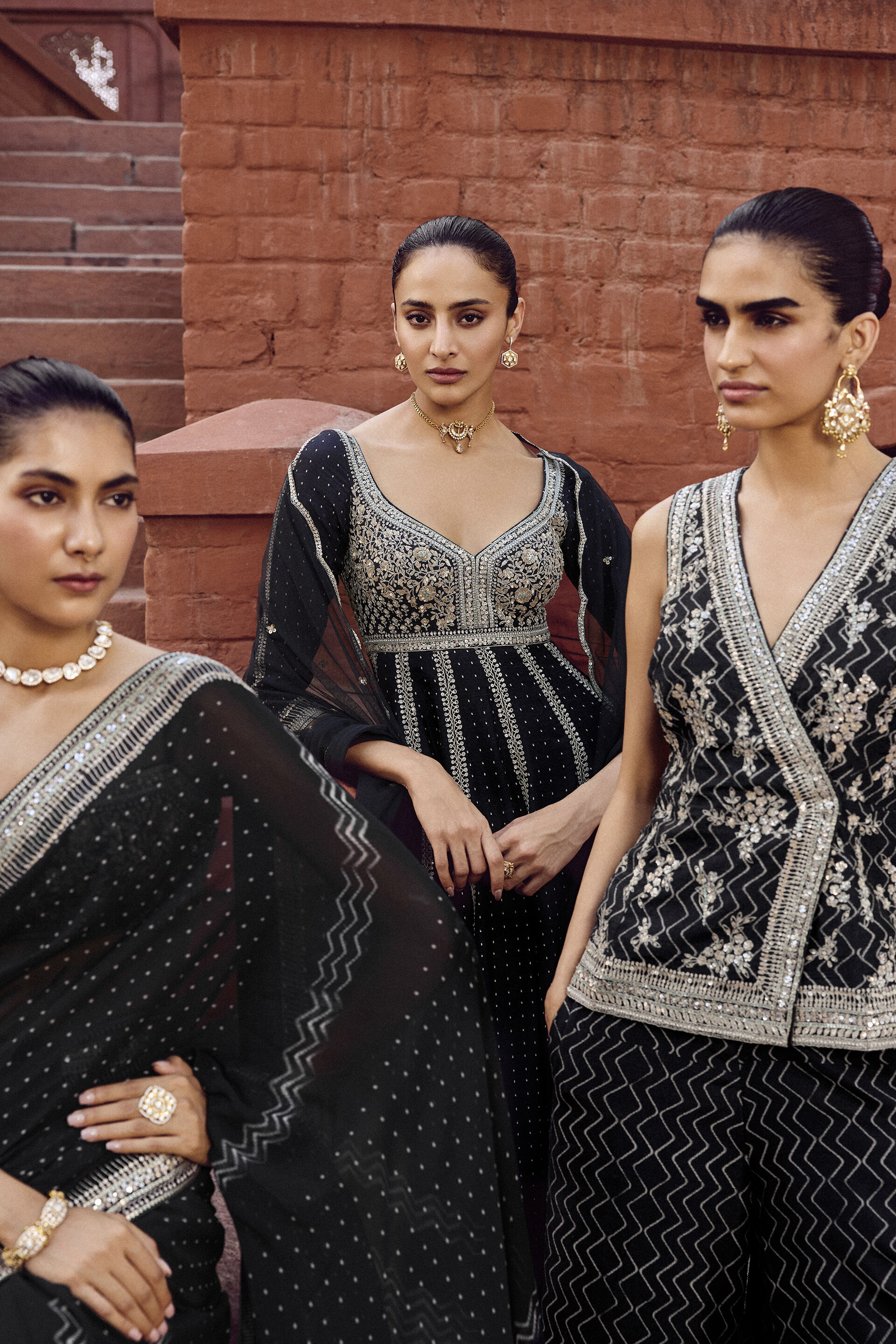 Afruza Embroidered Silk Suit Set - Black, Black, image 8