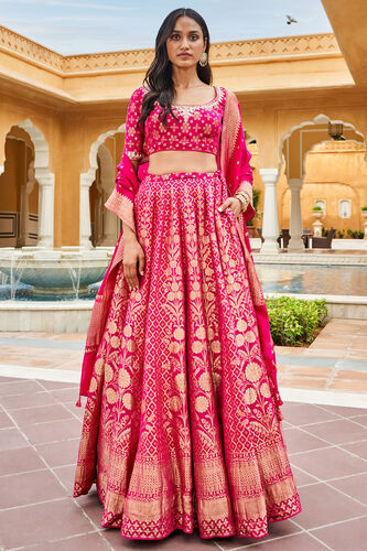 Valimai Lehenga Set, Hot Pink, image 1