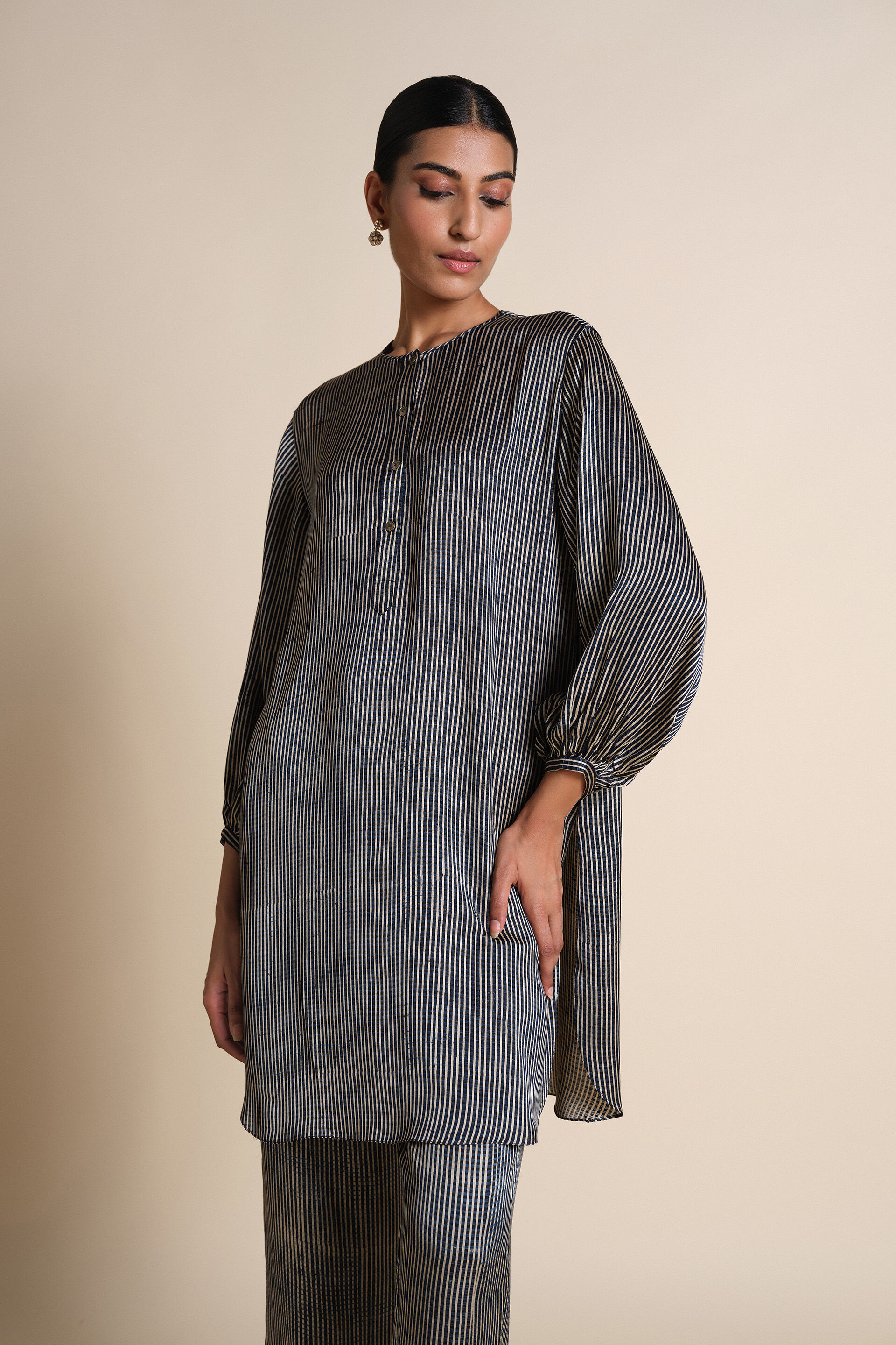 Gwylan Hand-block Printed Co-ord - Grey, Grey, image 4