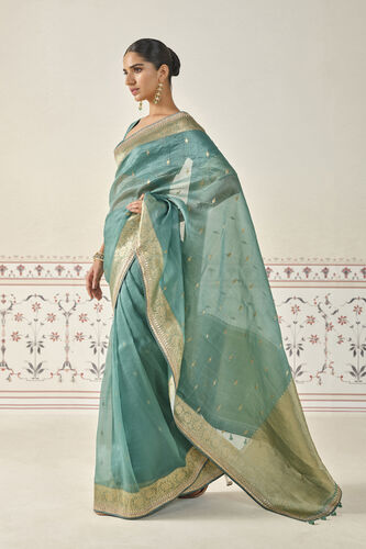 Indraja Handwoven Benarasi Silk Saree - Green, Green, image 3