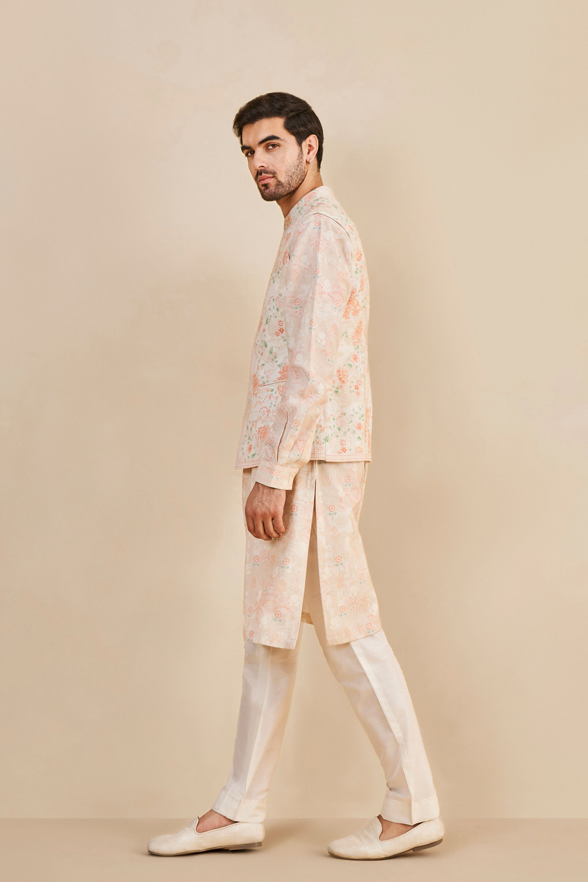 Mizan Nehru Jacket Peach