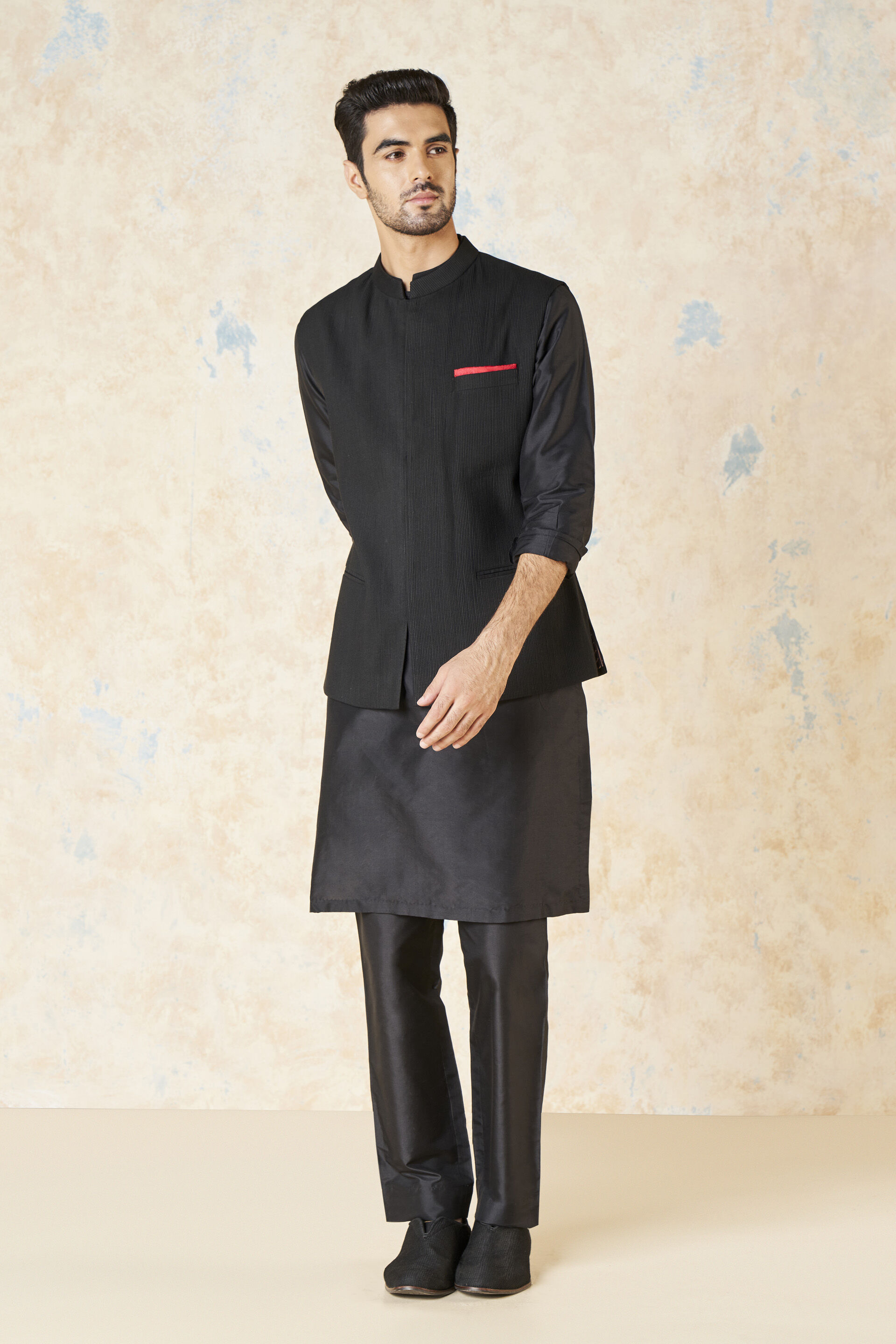 Buy Black Art Banarasi Silk Mens Nehru Jacket (NMK-5616) Online