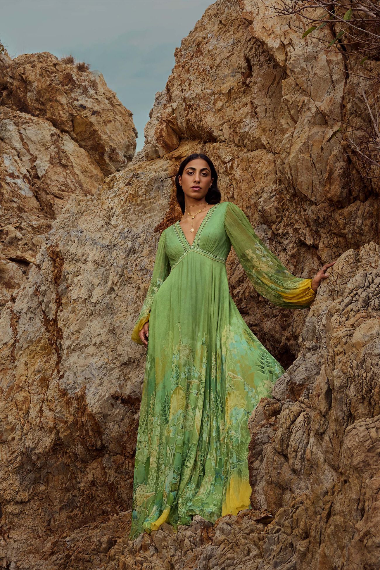 Ivresse Bemberg Chiffon Gown - Lime, Lime, image 6