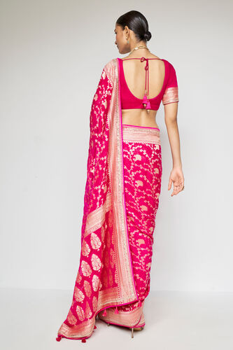 Lavanya Benarasi Silk Embroidered Saree - Hot Pink, Hot Pink, image 4