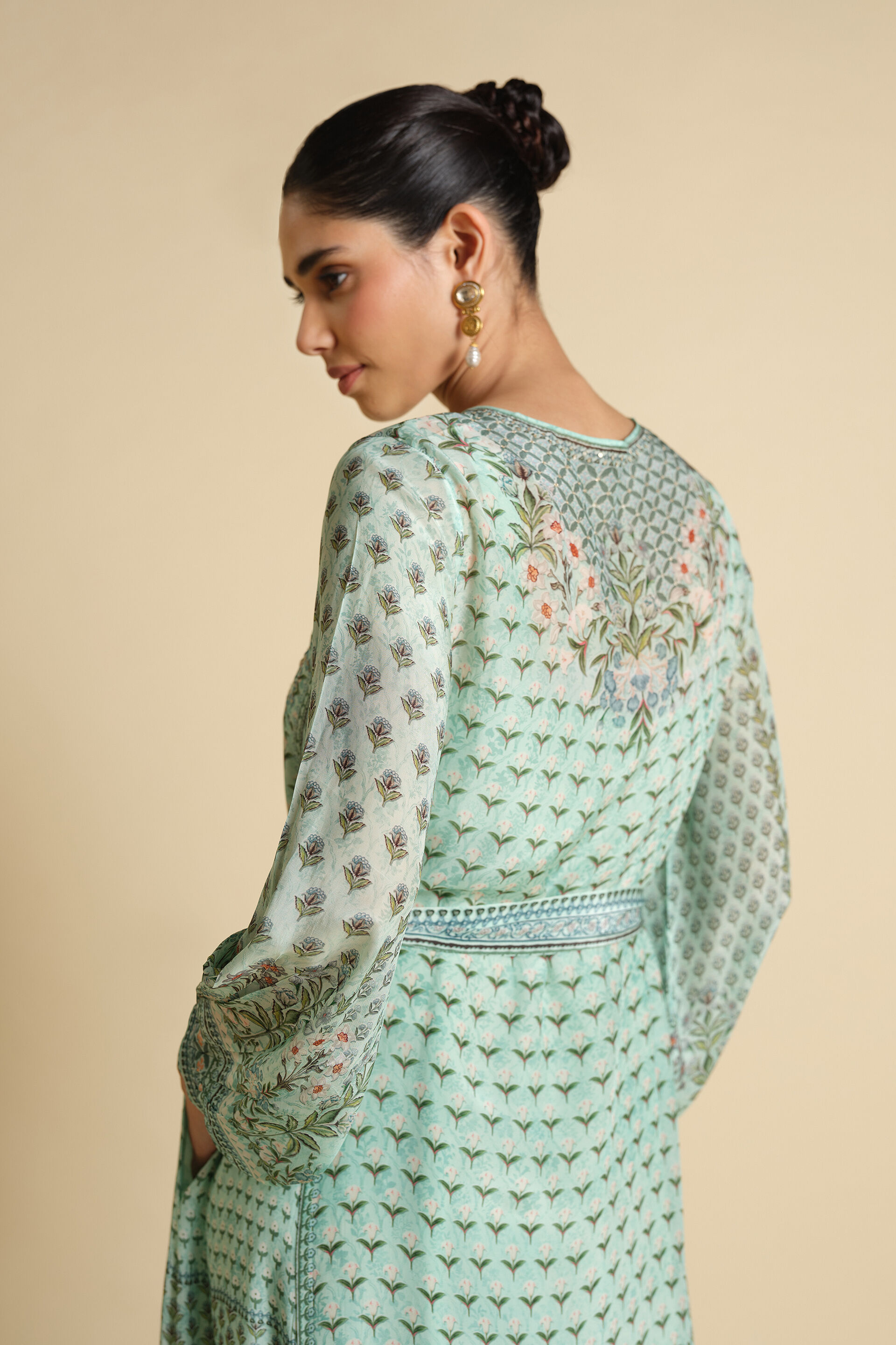 Azhaki Printed Kaftan - Aqua, Aqua, image 6