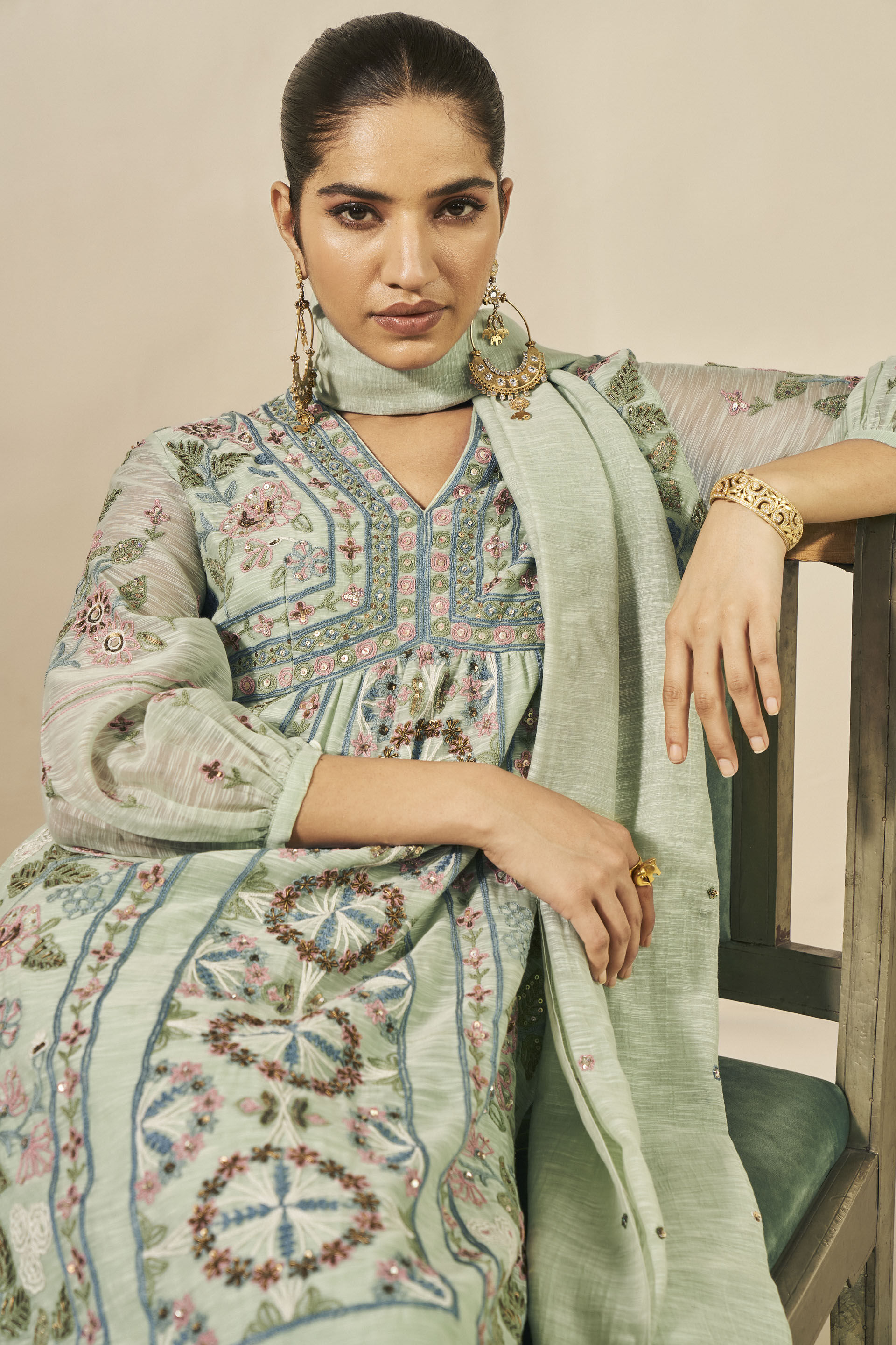 Madhuj Mul Suit Set - Sage, Sage, image 4