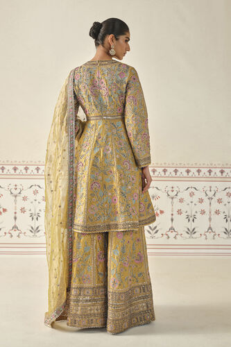 Sunburst Embroidered Zardozi Sharara Set - Yellow, Mustard, image 2