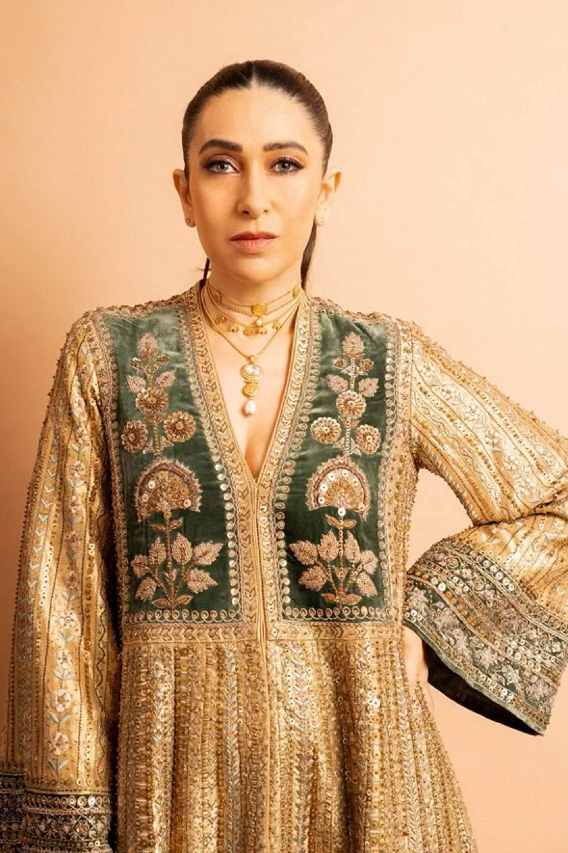 Heart Of The Forest Embroidered Zardozi Dress - Gold, , image 2