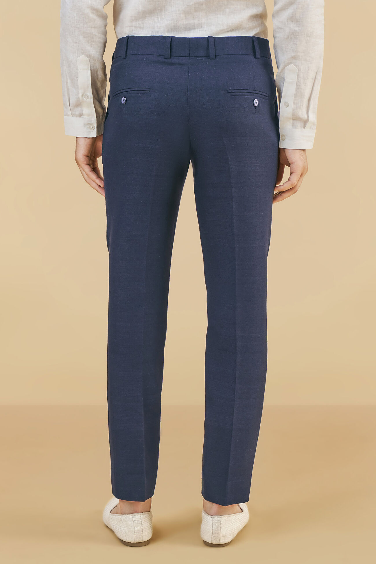 Silk Trousers, Navy, image 3