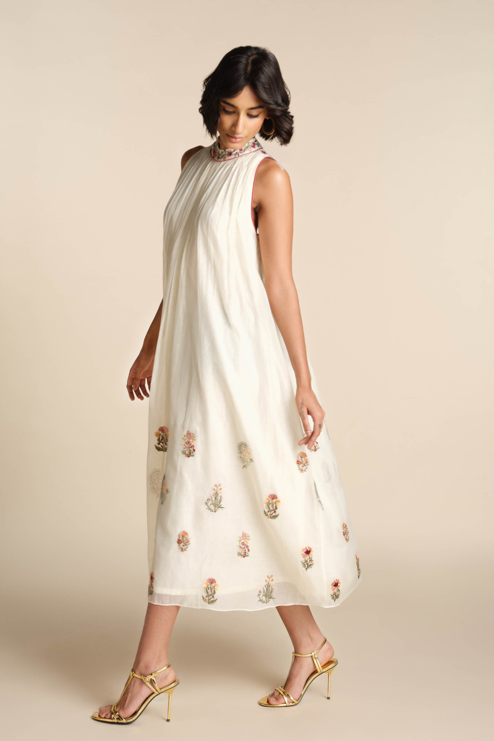 Gelnora Embroidered Mul Dress - Natural, Natural, image 3