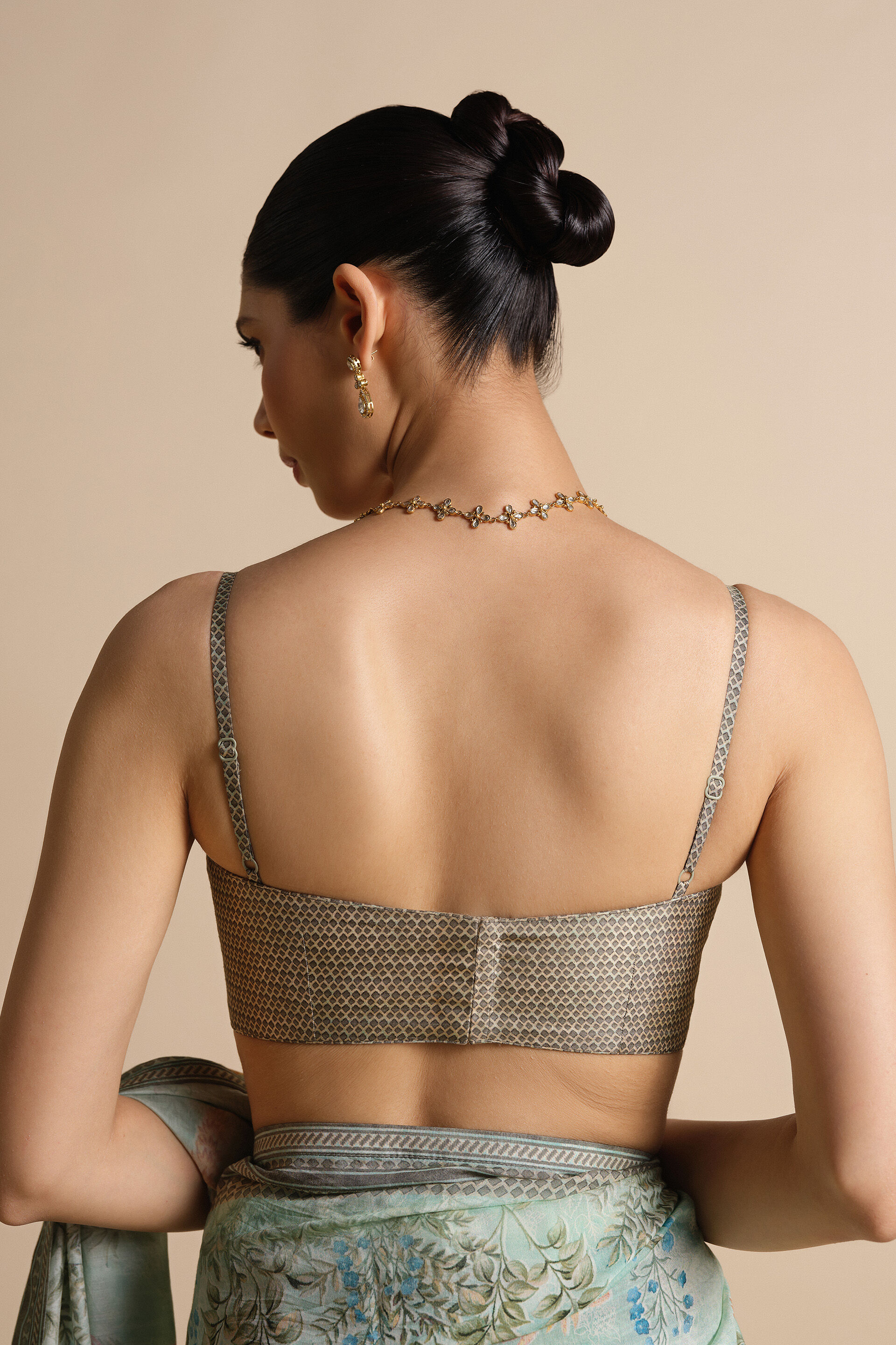 Romney Printed Saree, Sage, image 8