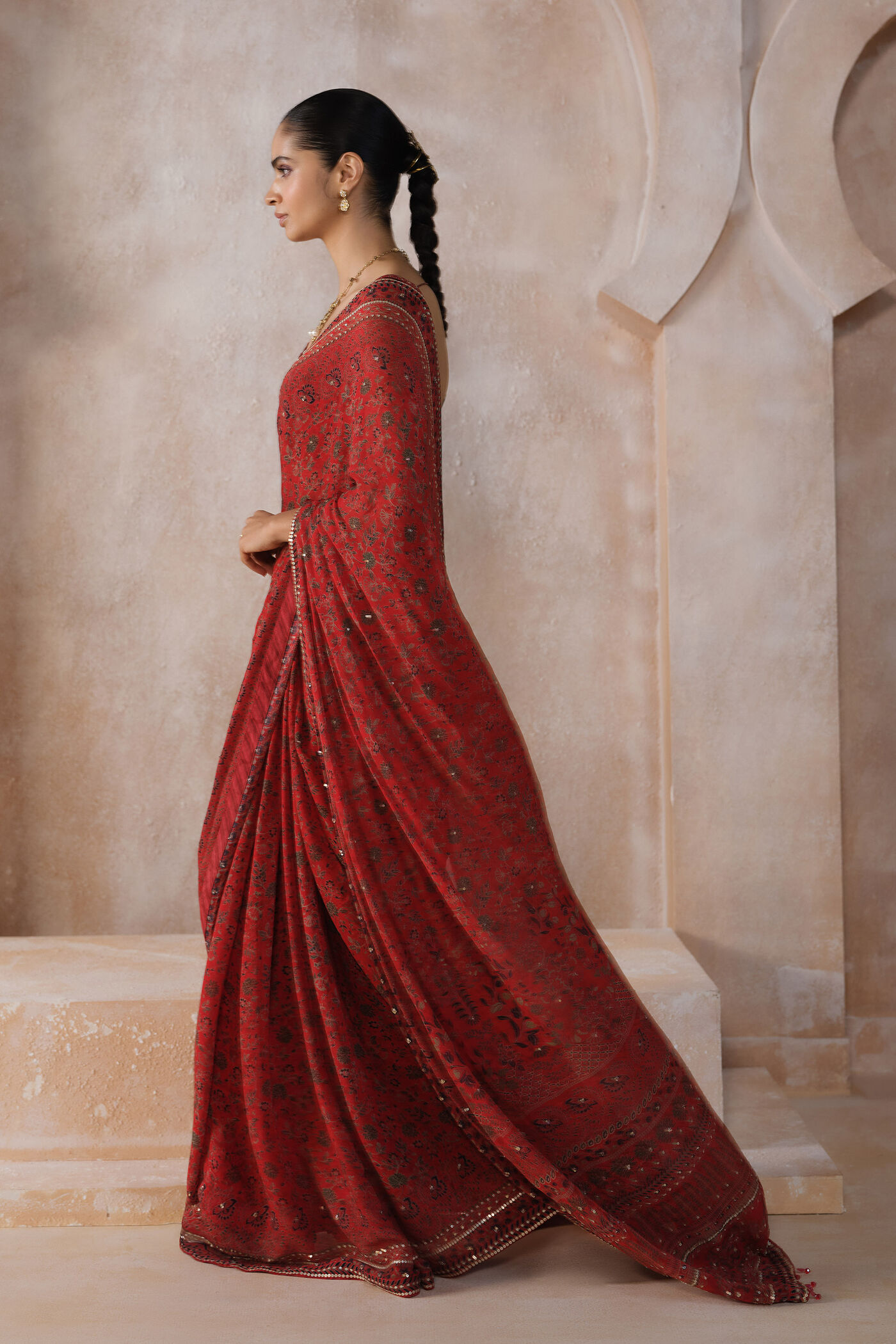 chiffon saree dress Plum Violet Chiffon Saree Dress