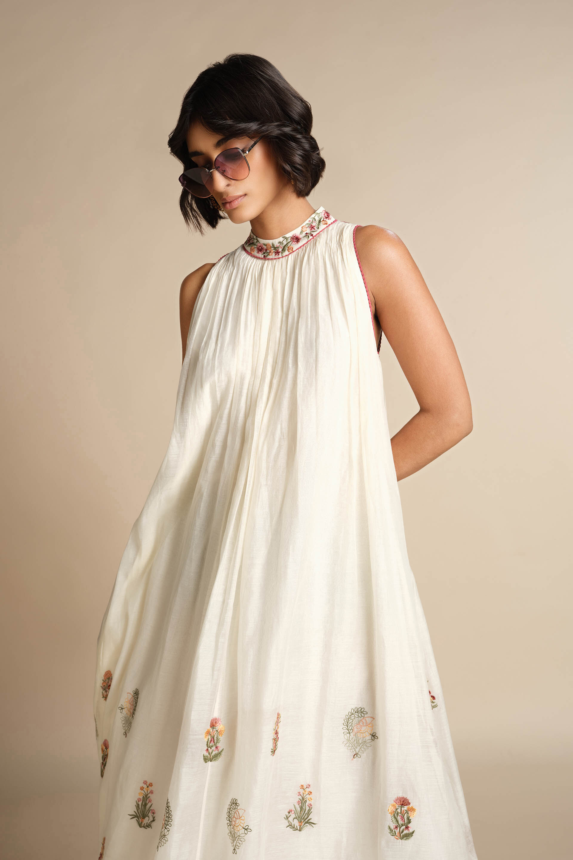 Gelnora Embroidered Mul Dress - Natural, Natural, image 5