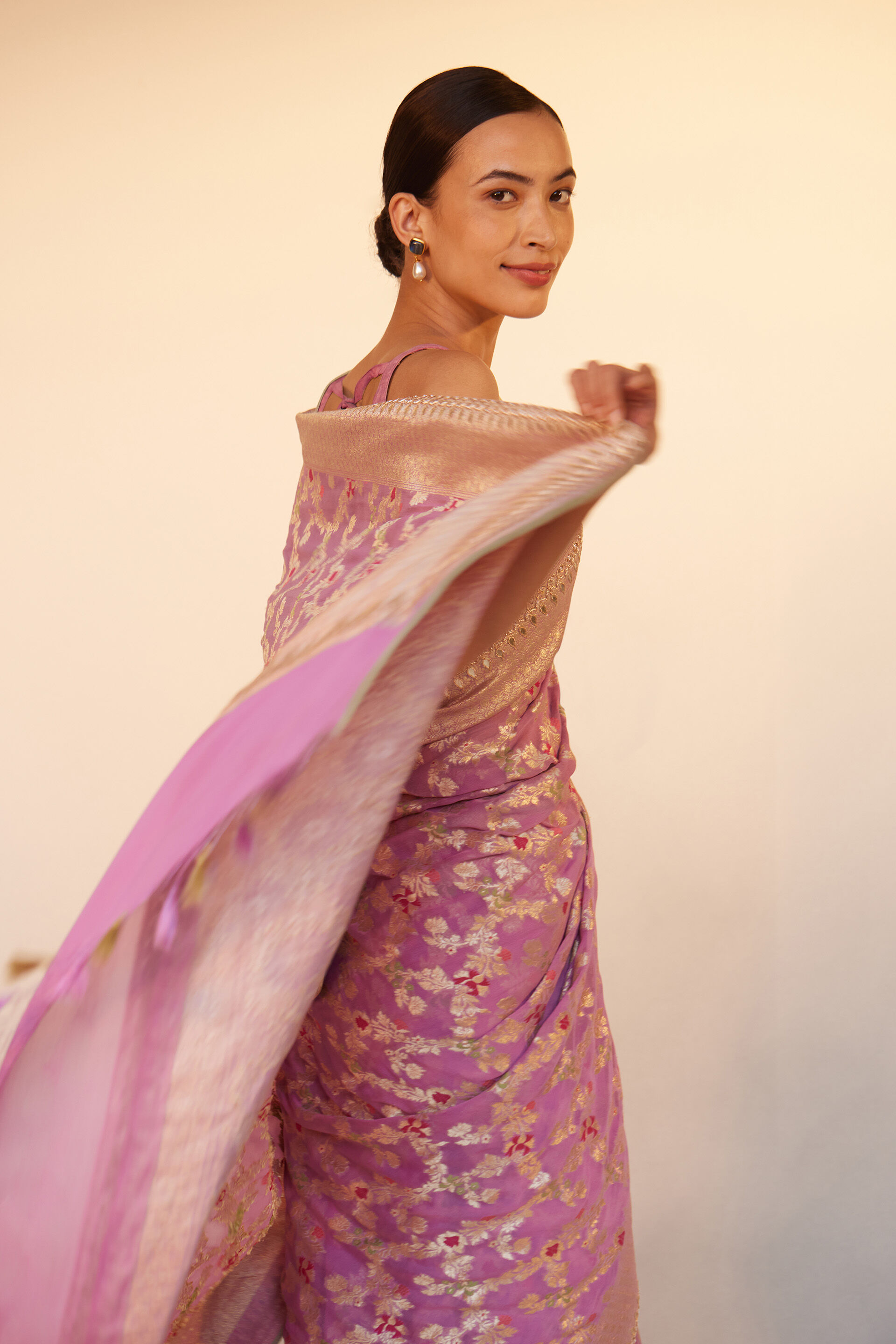 Nitara Benarasi Silk Saree - Lilac, Lilac, image 7