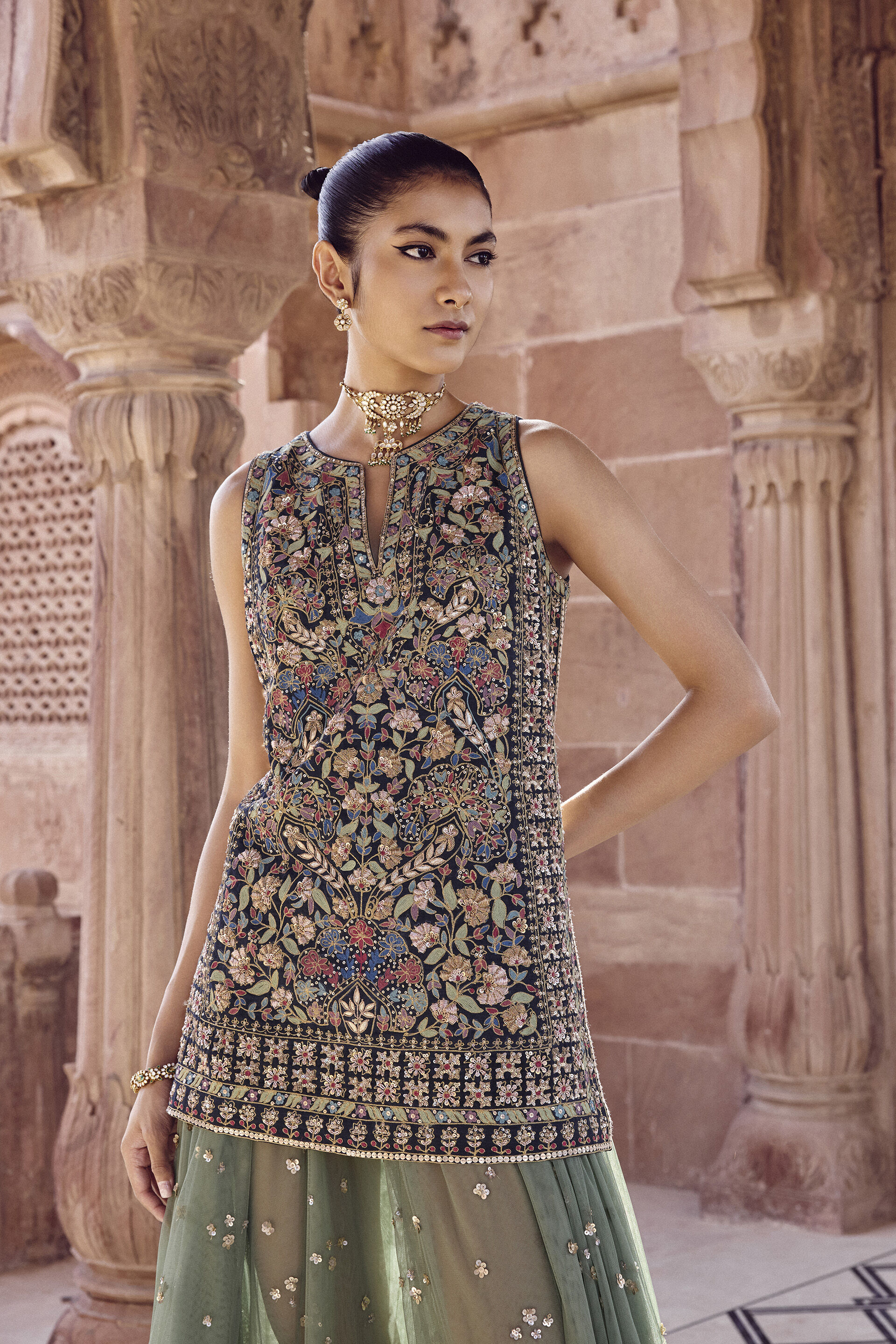 Floresta Embroidered Skirt Set - Sage, Green, image 4