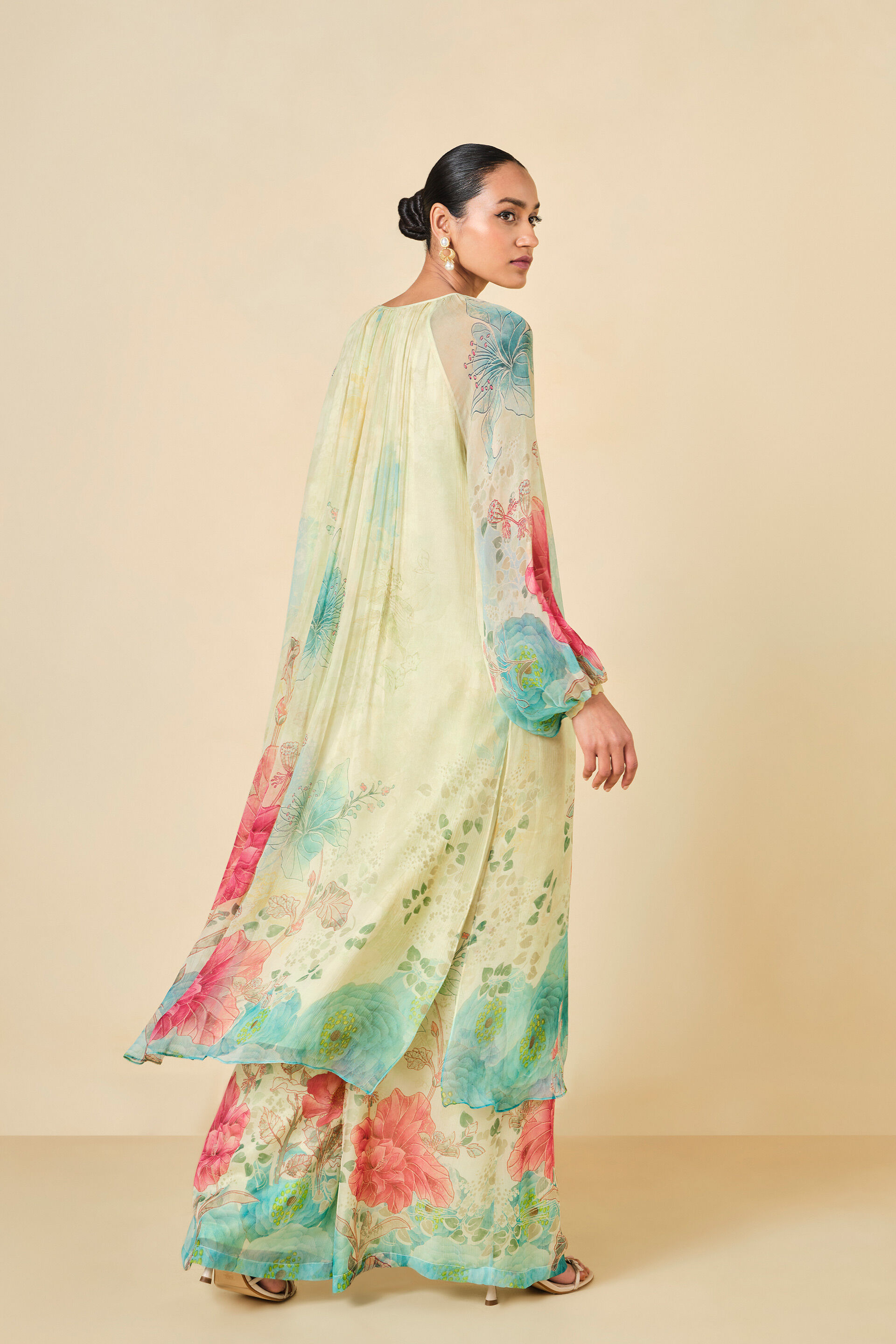 Emmylou Chiffon Kurta Set - Yellow, Yellow, image 3