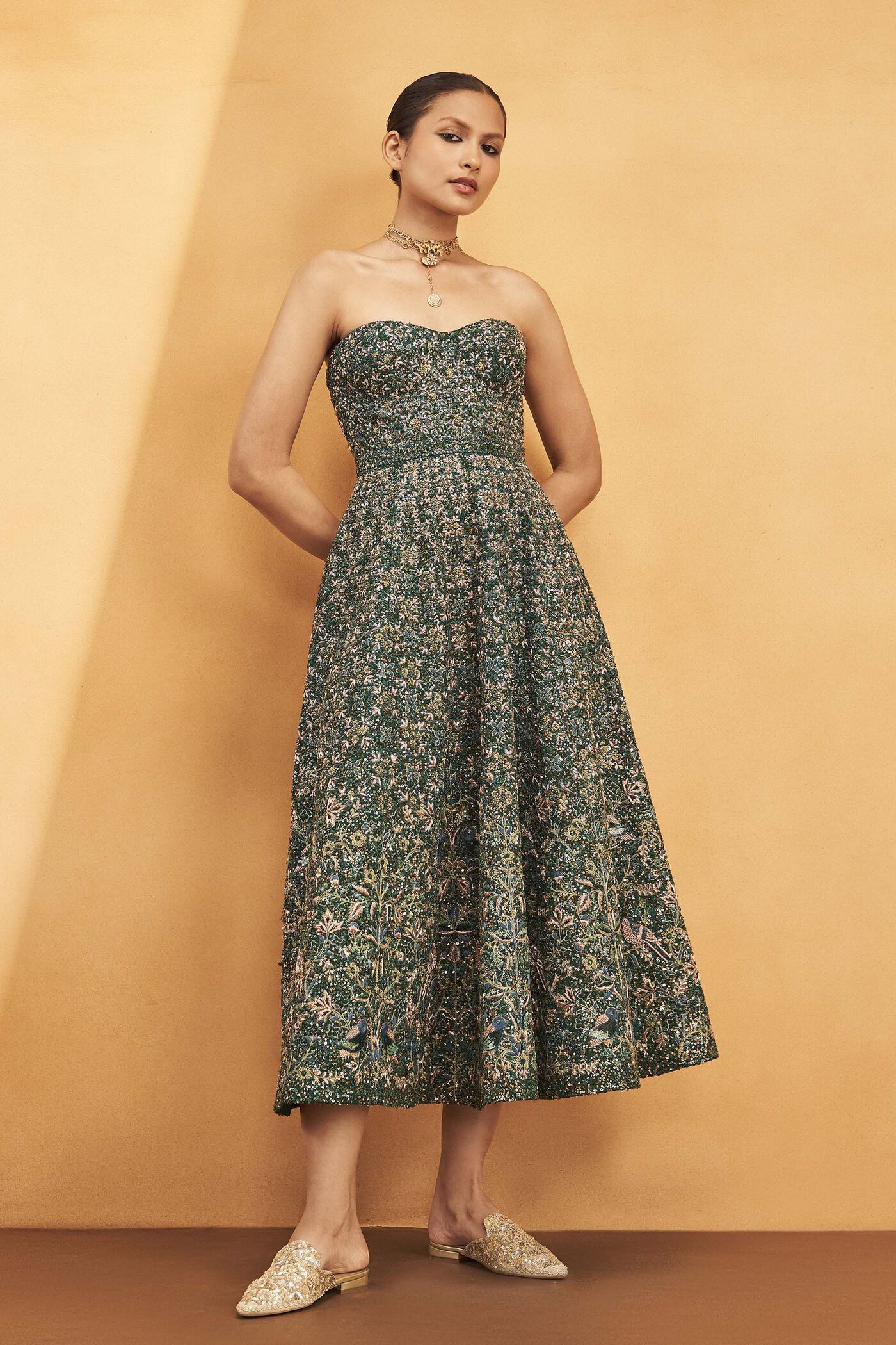 Buy Designer Deep Into The Forest Zardozi Embroidered Silk Dress - Green Online for Women from Anita Dongre F23R673_GREN Buy Designer Deep Into The Forest Zardozi Embroidered Silk Dress - Green Online for Women from Anita Dongre F23R673_GREN