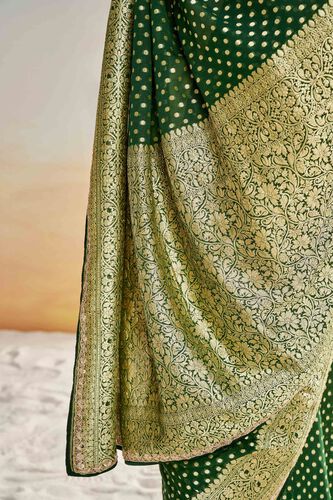 Lekha Benarasi Saree - Green, Green, image 7