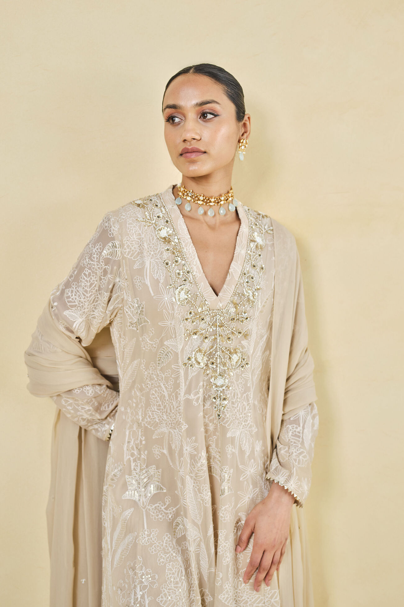 Jahzara Embroidered Suit Set - Flesh, Flesh, image 4