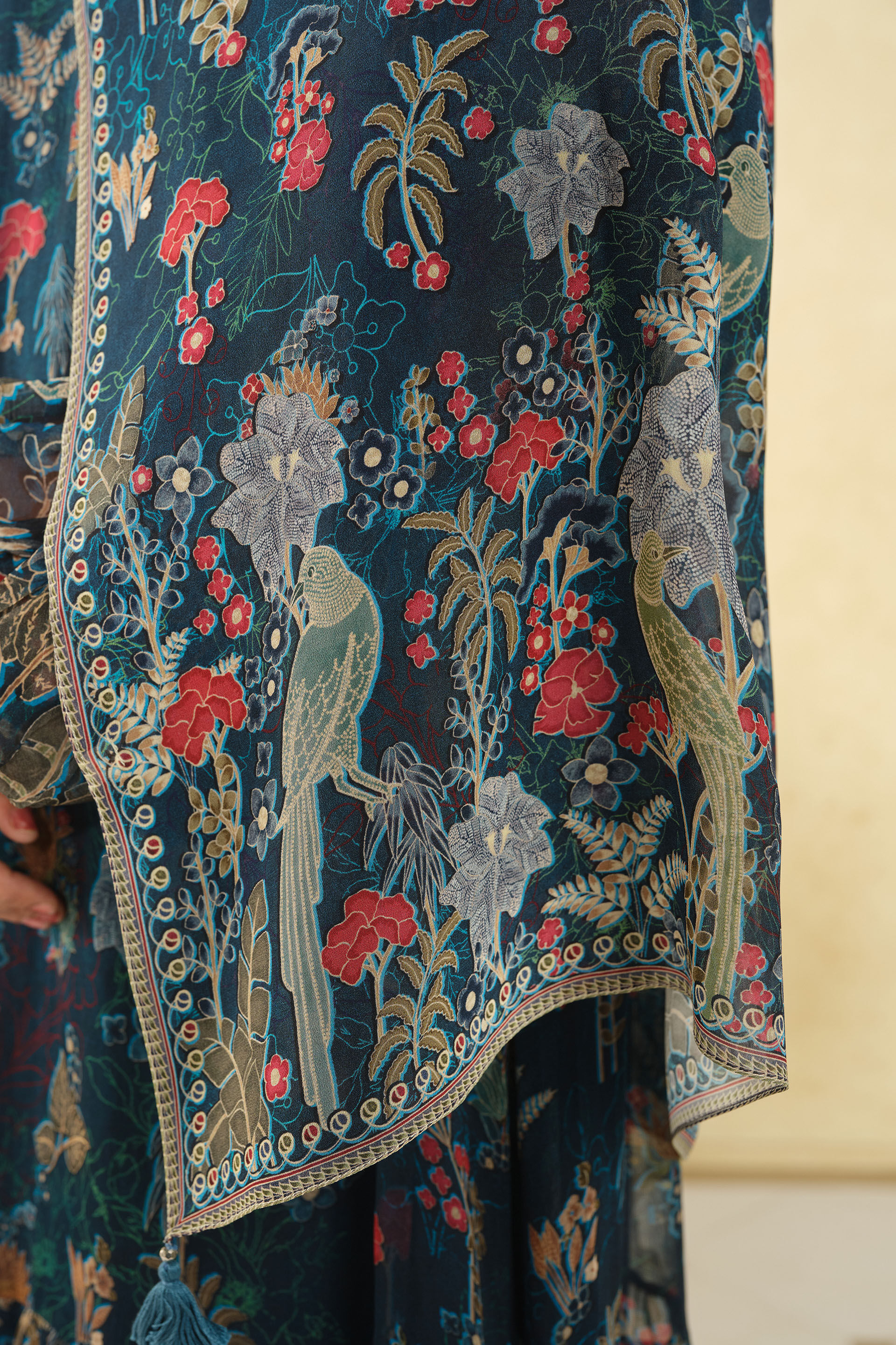 Miyako Printed Stole - Blue, Blue, image 3