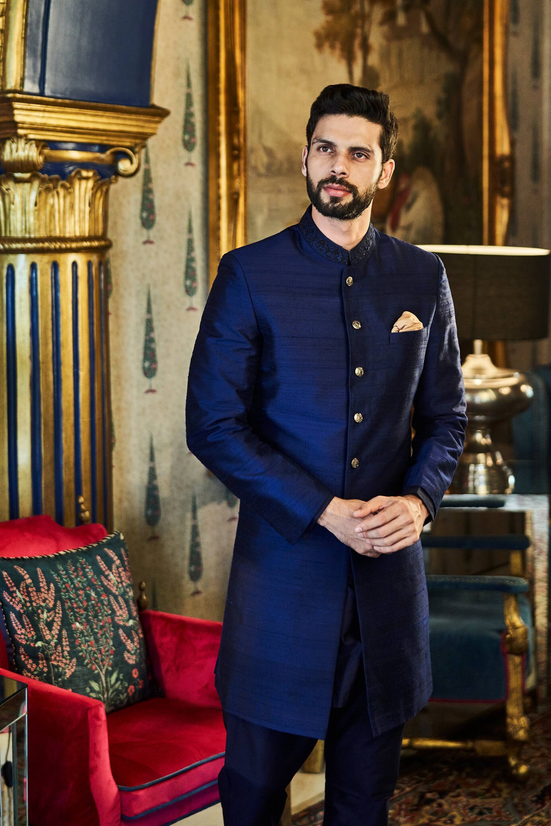 Navy blue sherwani for groom online