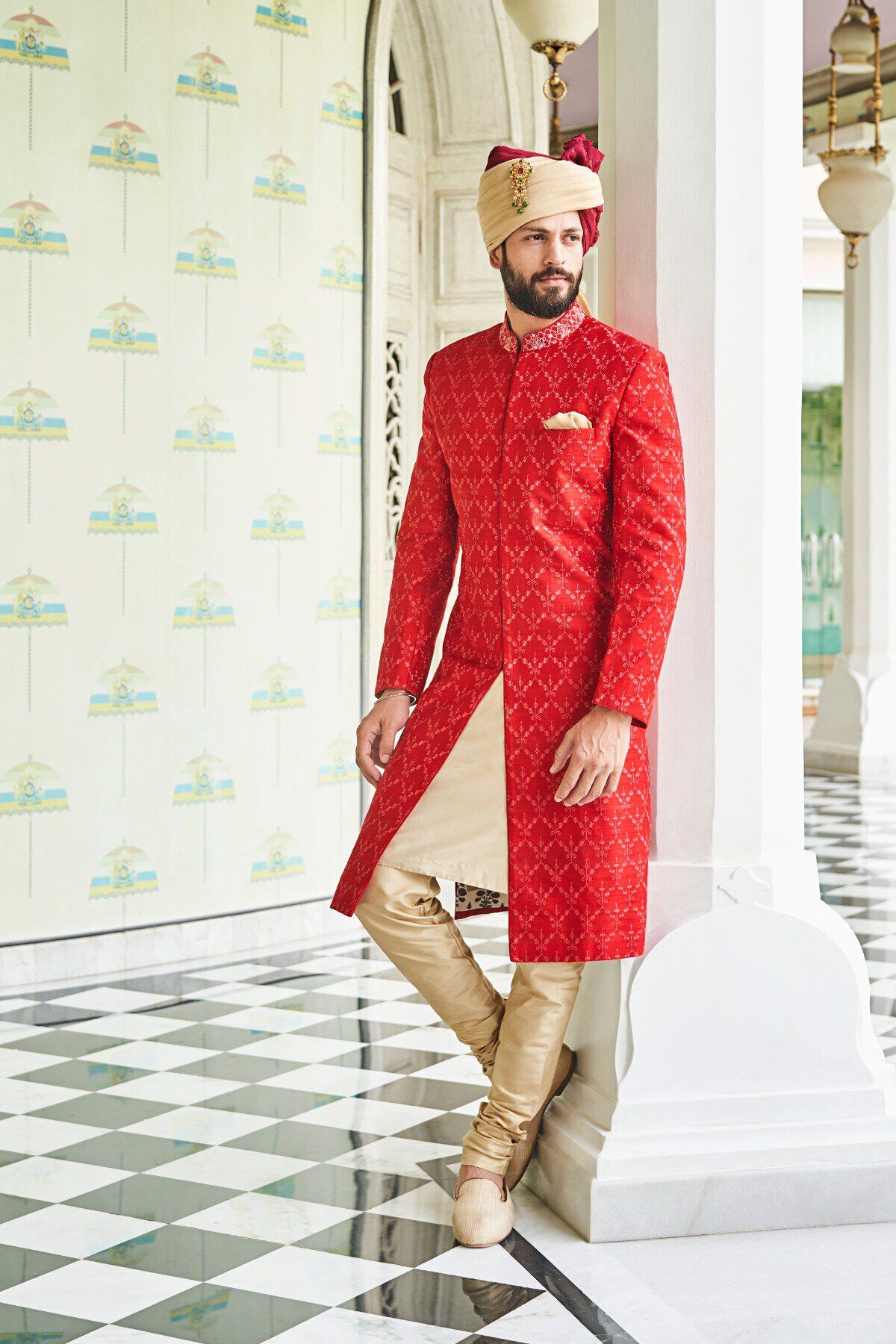 Red colour sherwani top