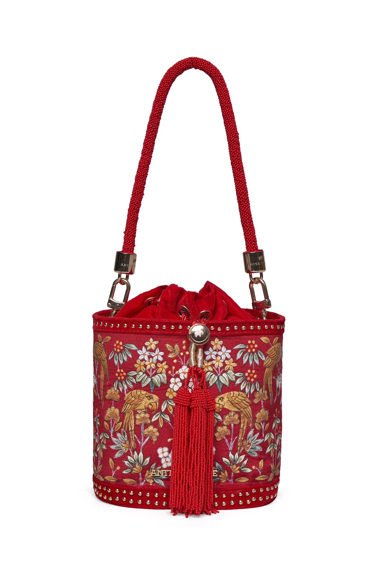 Pichhwai Bucket Bag, Red, image 8
