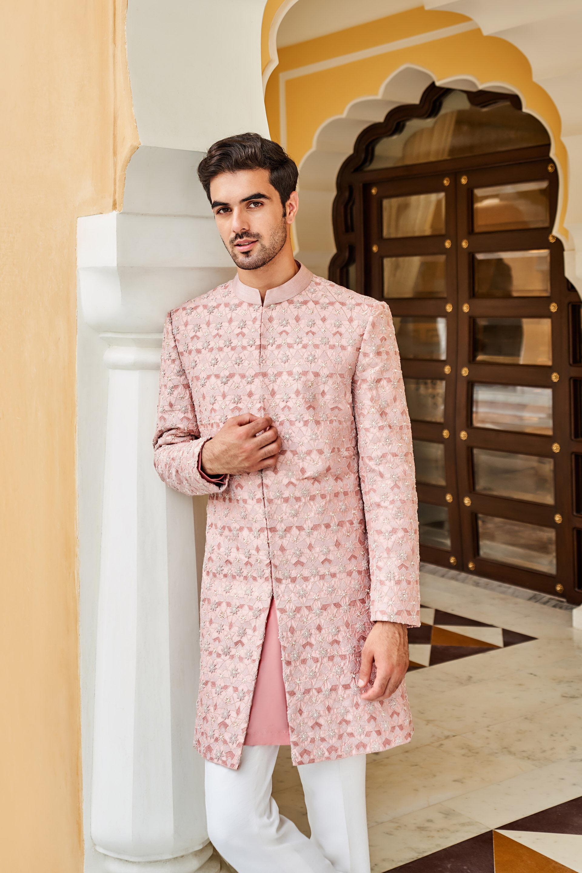Pink sherwani deals