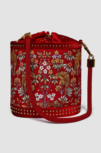 Pichhwai Bucket Bag, Red, image 2
