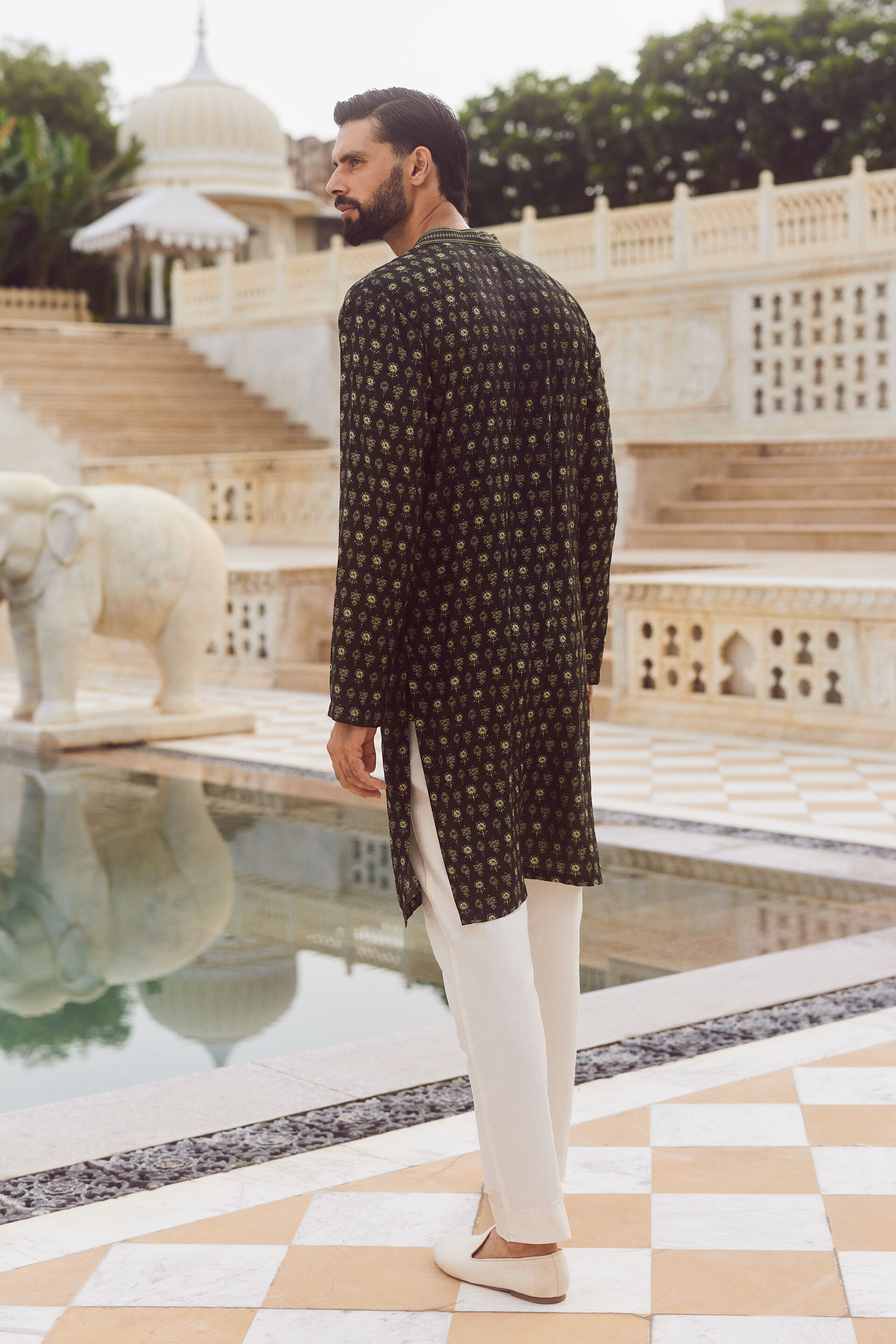 Mivan Silk Kurta - Green, Green, image 2