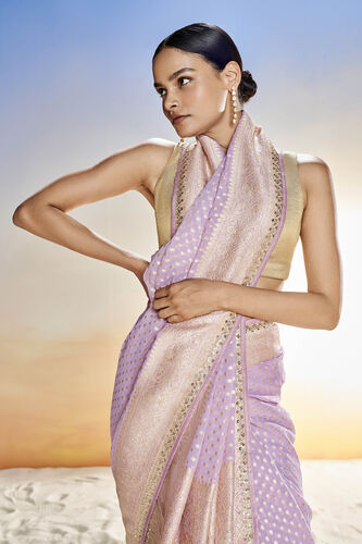 Lekha Benarasi Saree - Lilac, Lilac, image 6