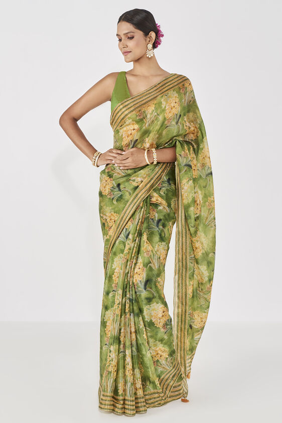 Anava Saree - Olive, , image 1