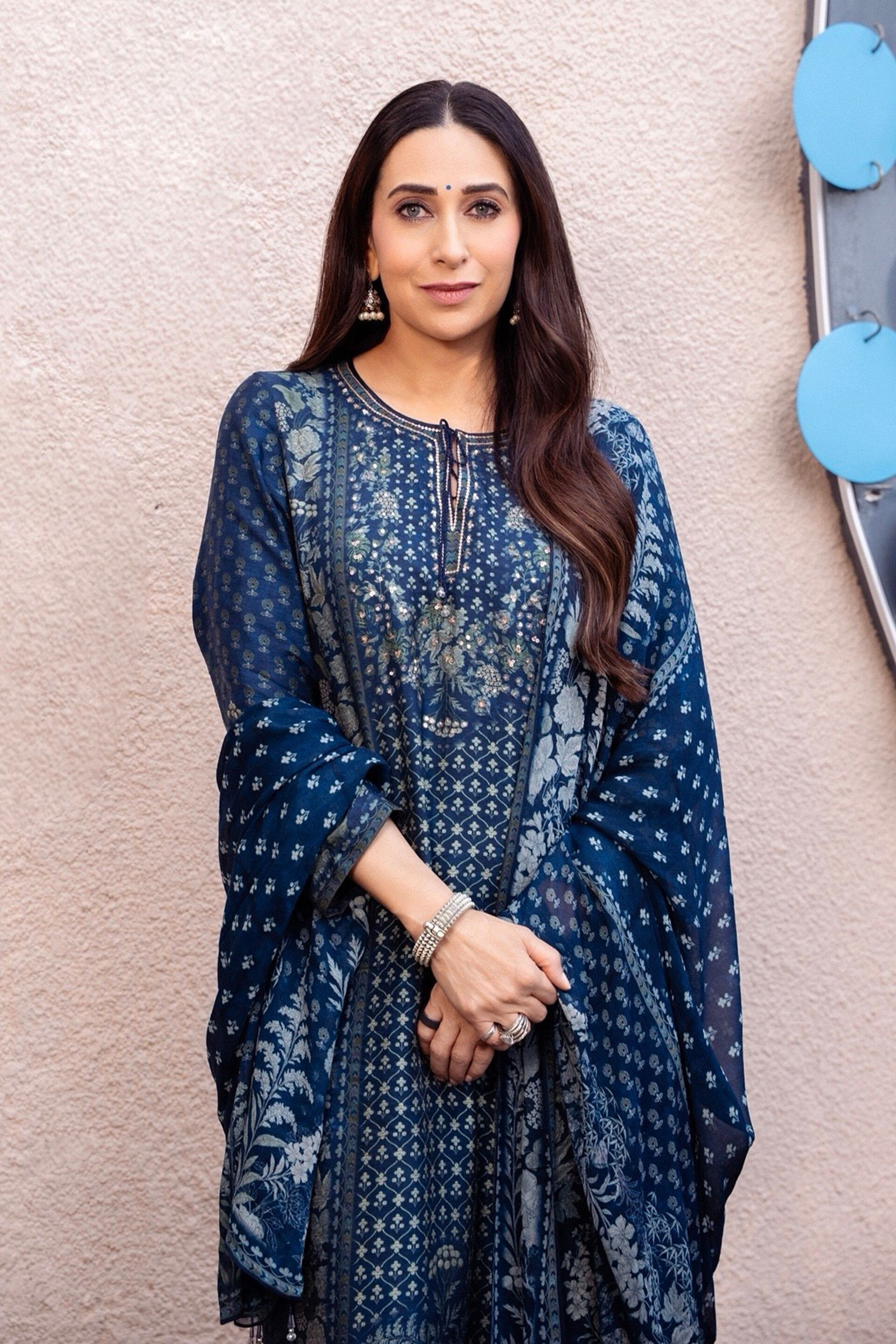 Kriti Printed Suit Set in Blue, , image 2