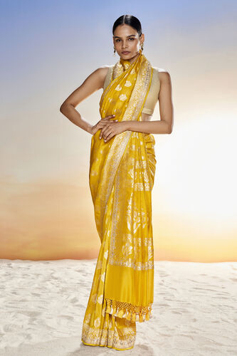 Sahana Benarasi Saree -Mustard, Mustard, image 1