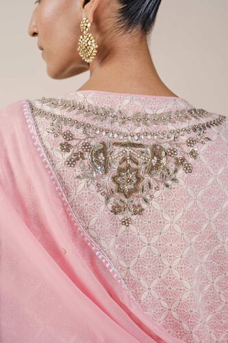 Aaloka Embroidered Georgette Suit Set - Blush, Blush, image 5