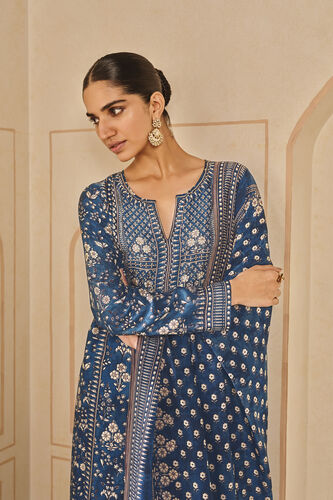 Niral Printed Silk Suit Set - Blue, Blue, image 6