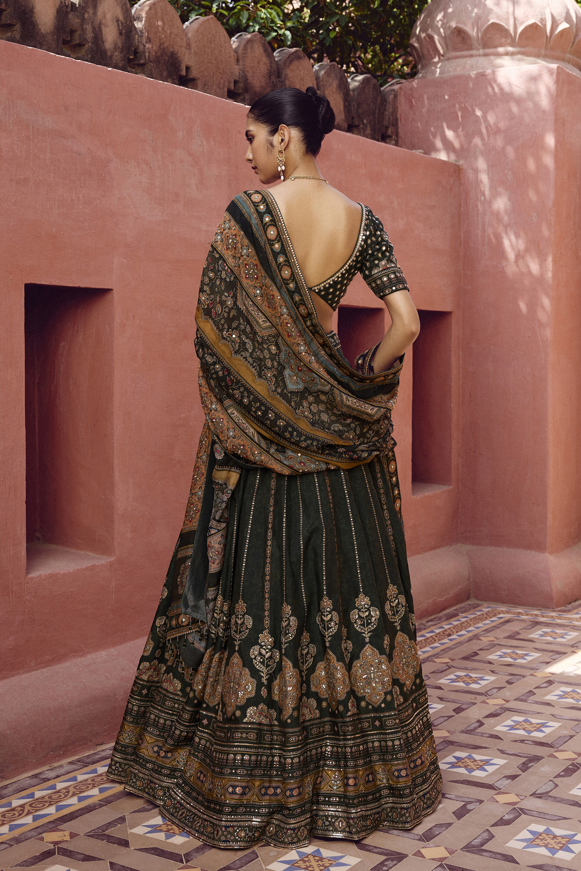 Rishama Silk Lehenga Set - Green