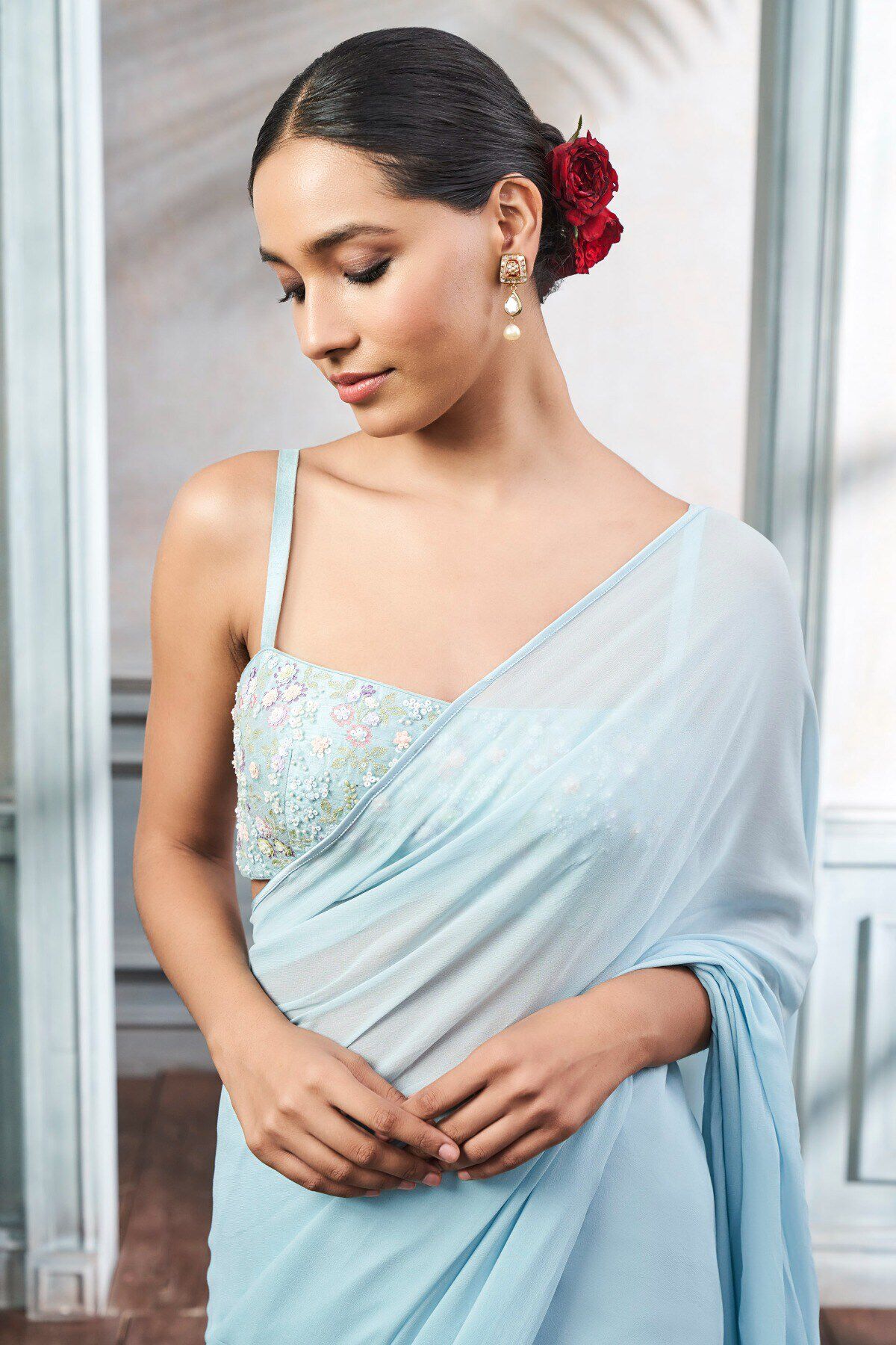 Iris Saree Set - Blue, Blue, image 4