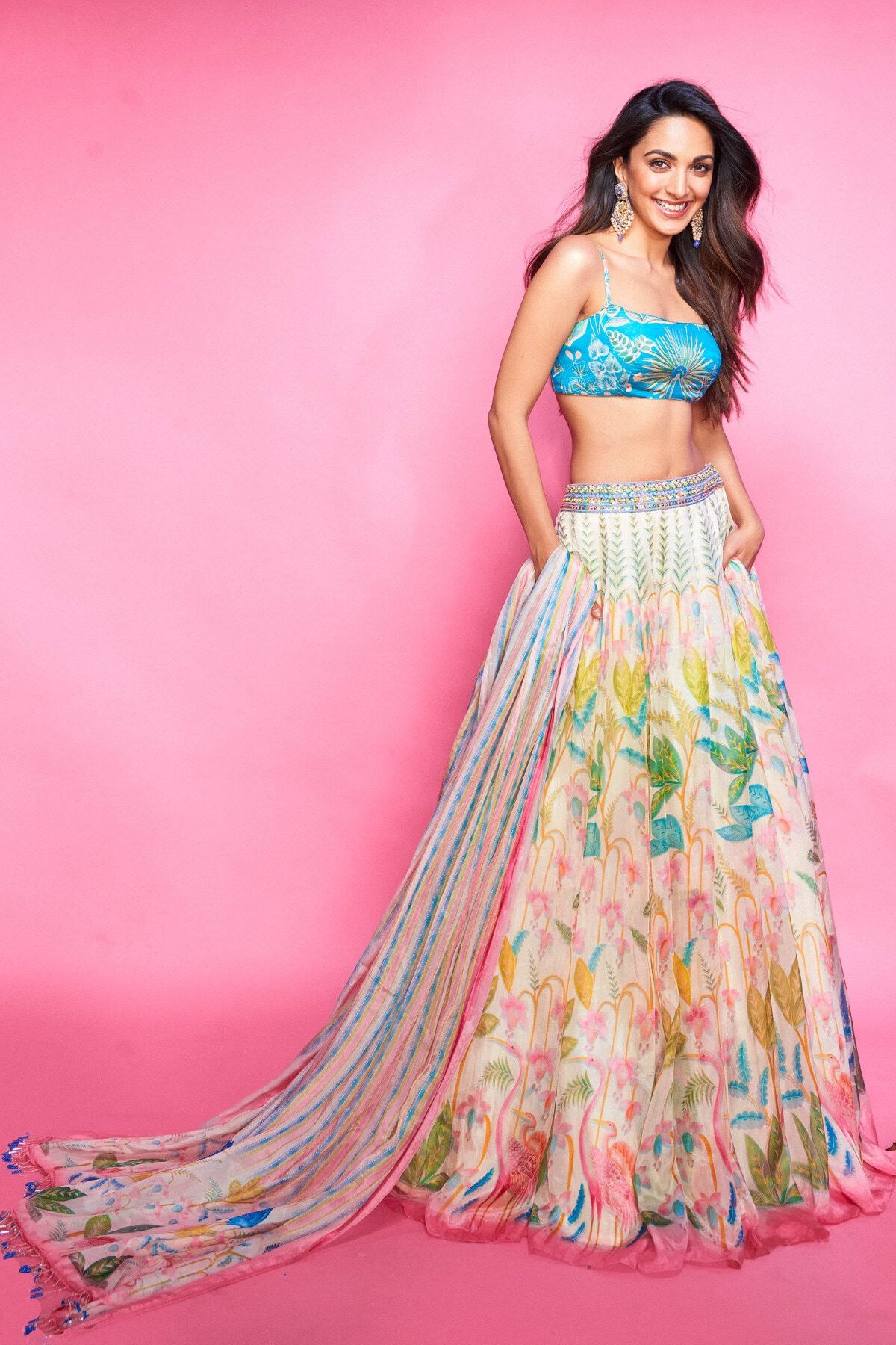 1 - Flamingo Paradise Lehenga Set - Natural, image 1