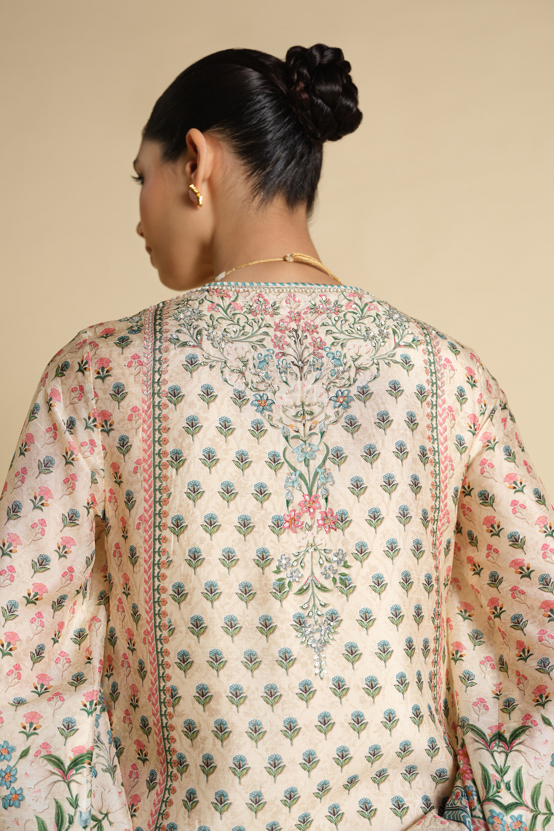 Corvus Embroidered Silk Kaftan - Blush, Blush, image 6