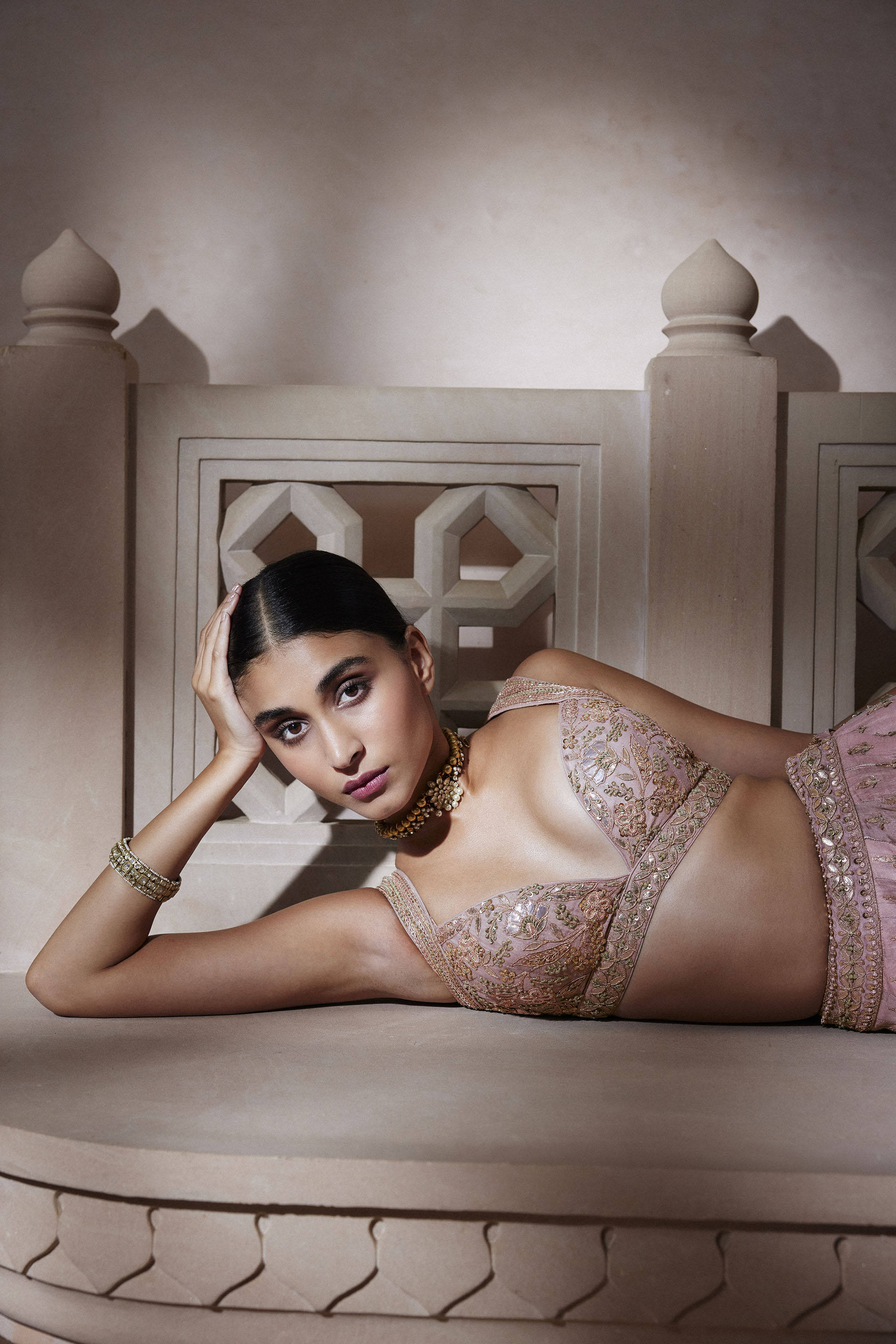 Sitara Resham & Gota Patti Silk Lehenga - Blush, Blush, image 6