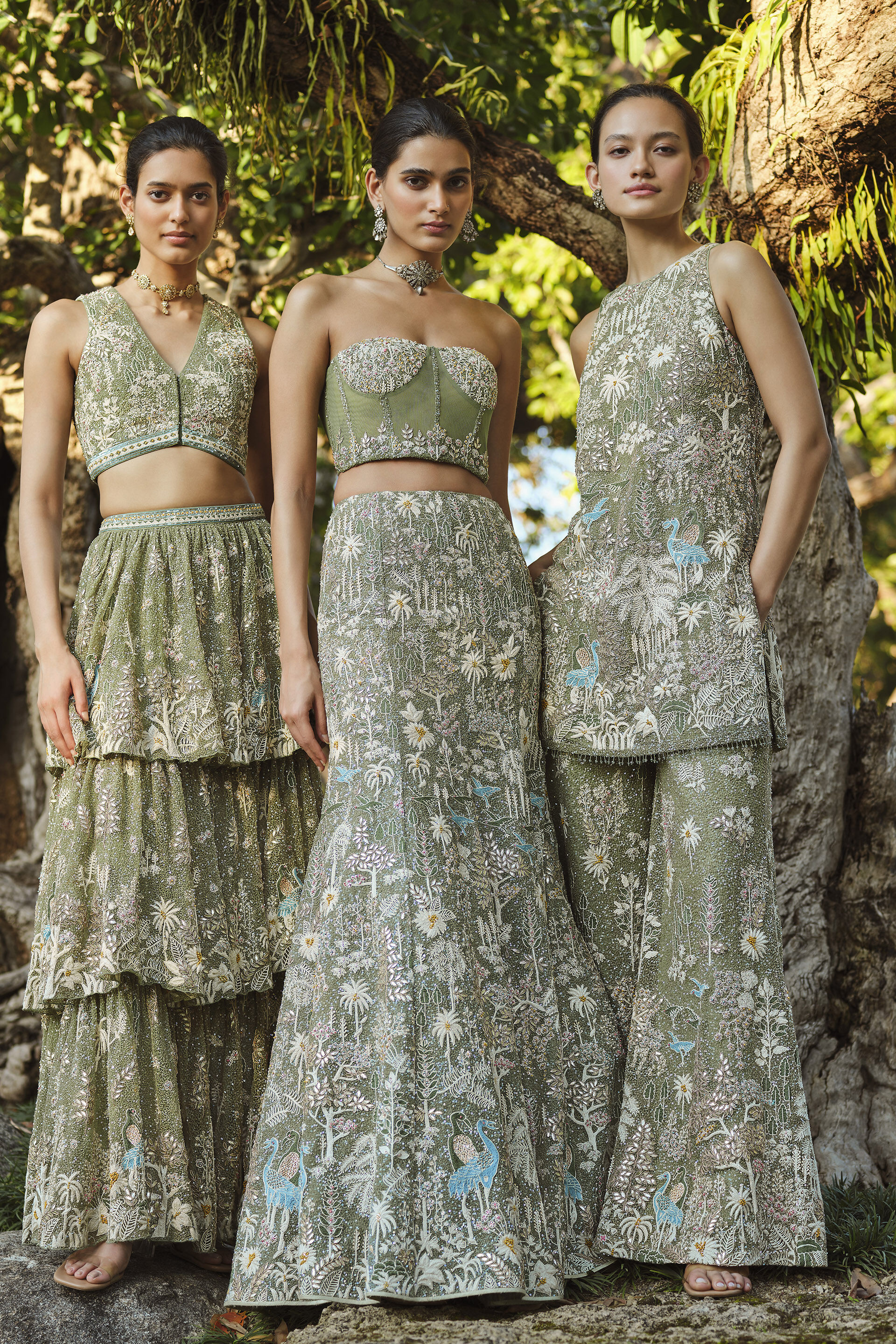 Elodea Embroidered Tiered Skirt Set - Sage, Sage, image 5