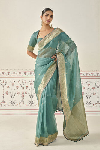 Indraja Handwoven Benarasi Silk Saree - Green, Green, image 1