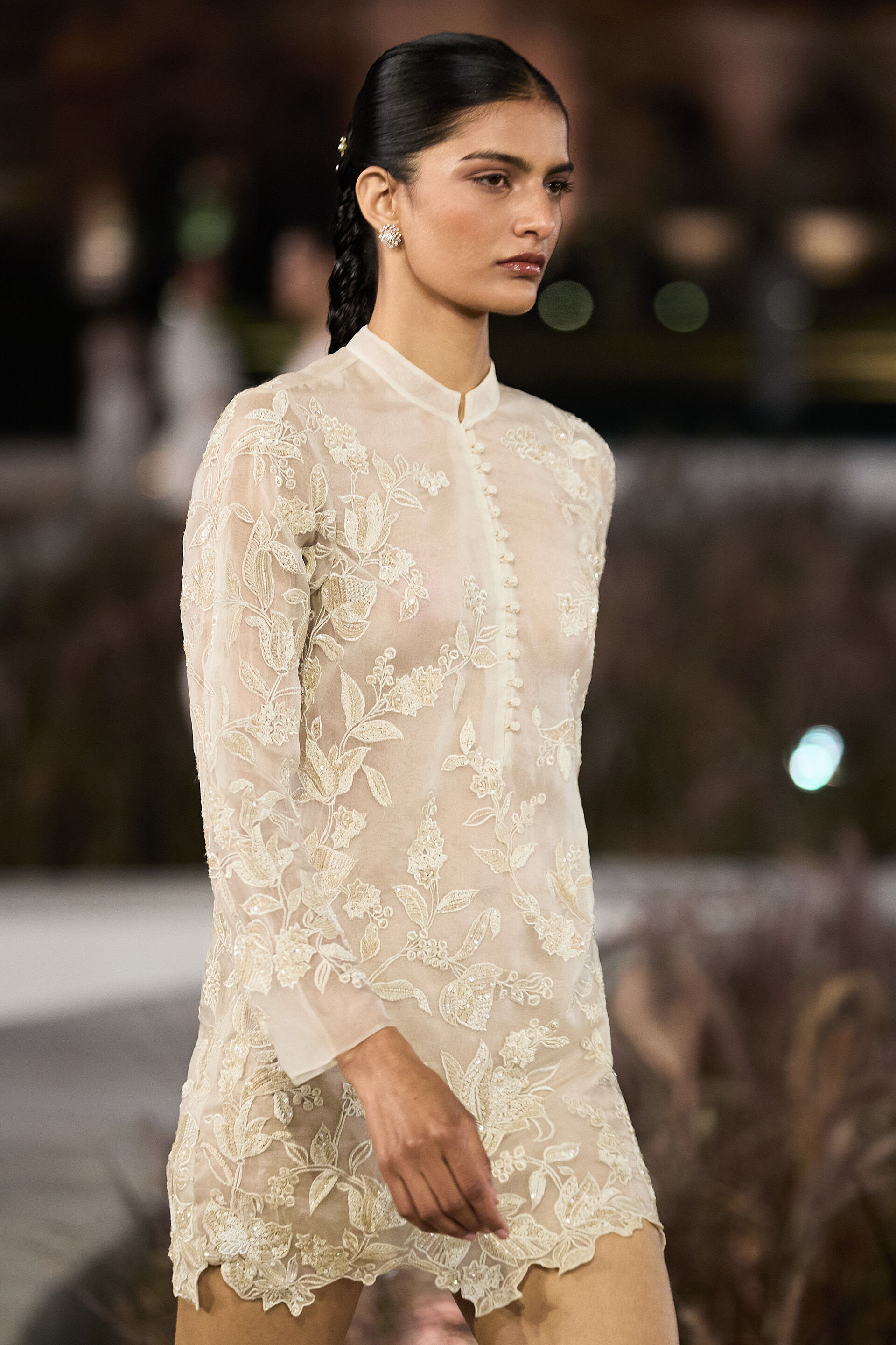 Fluer Embroidered Applique Dress - Ivory, Ivory, image 3