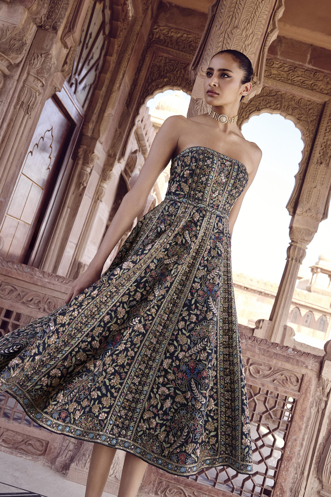 Nemora Embroidered Silk Dress - Green Nemora Embroidered Silk Dress - Green