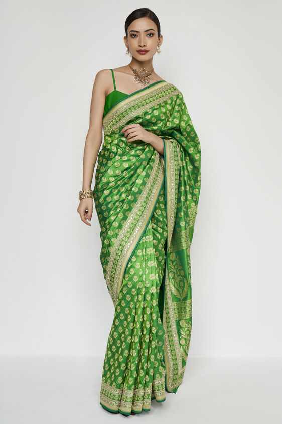 Kheyali Benarasi Saree - Green, , image 1