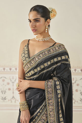 Sumrak Gota Patti Silk Saree - Black, Black, image 5